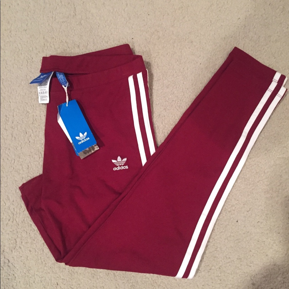 Burgundy Adidas Leggings